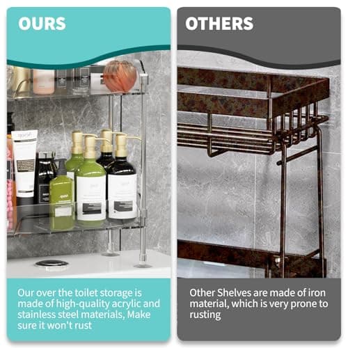 Over Toilet 2-Tier Acrylic Bathroom Organizer - No Drill Installation for Space Saving