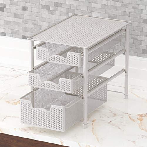 Simple Houseware 3-Tier White Alloy Steel Sliding Drawer Organizer Cabinet
