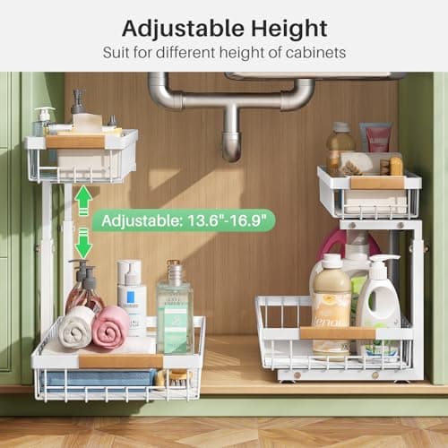 Under Sink Slide-Out Cabinet Organizer Shelf, White