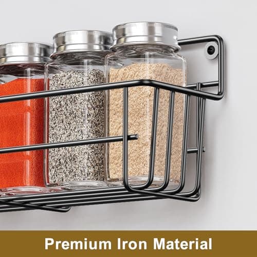 5-Pack Wall-Mounted Spice Rack Organizer for Kitchen, Black