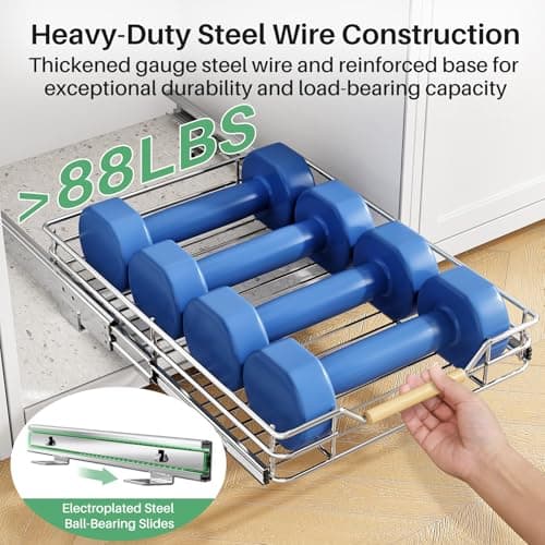 Heavy Duty Roll Out Cabinet Organizer for Kitchen Pots and Pans