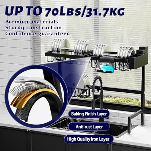 Stainless Steel Over the Sink Drying Rack, Expandable 24-35.5L x 12W x 19-22H