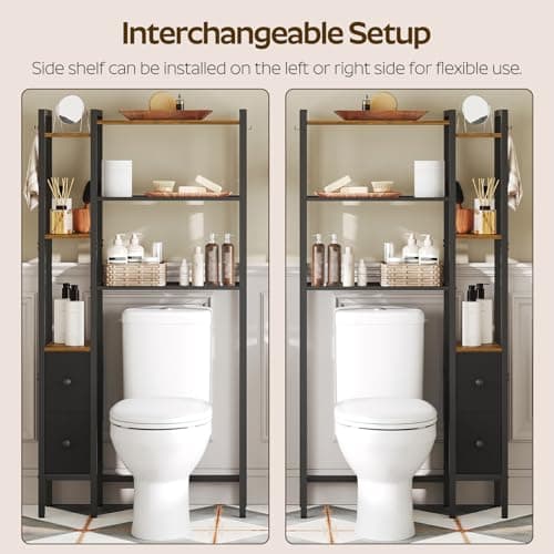Rustic Brown & Black 6-Tier Toilet Organizer TR03BR