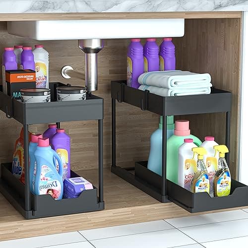 Under Sink 2-Tier Organizer - Pull Out Kitchen & Bathroom Storage