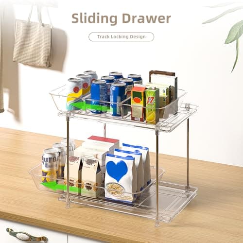 4-Pack Bathroom Sink Organizers & 2-Tier Clear Medicine Cabinet + Pull-Out Kitchen Pantry Storage