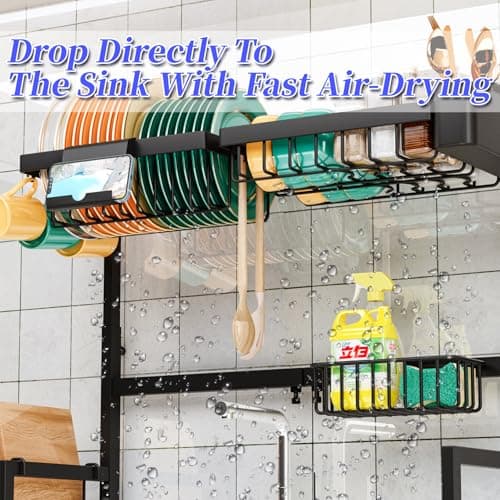 Stainless Steel Over the Sink Drying Rack, Expandable 24-35.5L x 12W x 19-22H