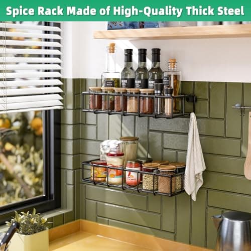 Heavy Duty Black Wall Mount Storage Basket for Kitchen & Bathroom
