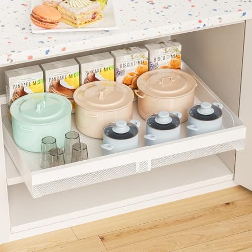 21" Deep No-Drill Kitchen Cabinet Organizer for Pots and Pans, Black Expandable Shelves