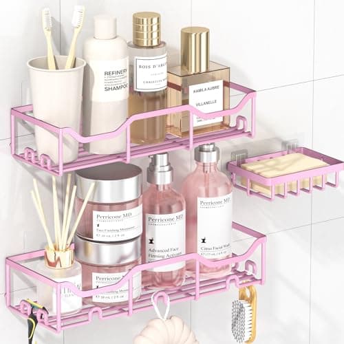 ASTOFLI Large Capacity Rustproof Shower Caddy, 4-Pack with 16 Hooks