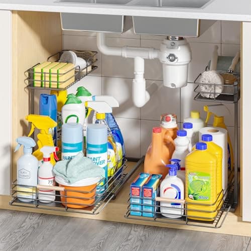 LAMU 2-Tier Under Sink Organizers for Kitchen and Bathroom Storage