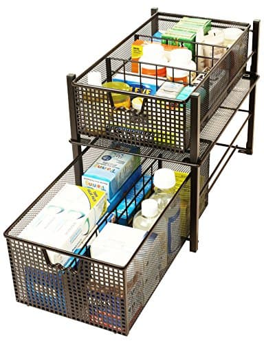 Deco Brothers Medium Bronze Pull-Out Cabinet Sliding Basket with Dividers