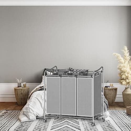 Heavy-Duty 3-Bag Silver Laundry Sorter Cart by Simple Houseware