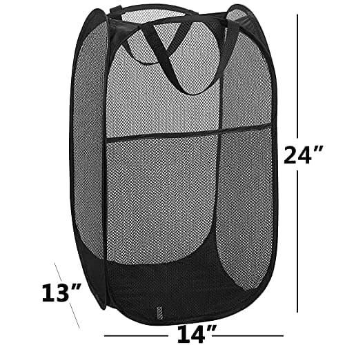 Popup Laundry Hamper 2-Pack, Foldable Mesh Basket for Dorm, Laundry Room, Bedroom, RV