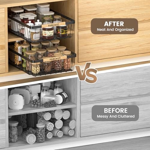 Slide Out Drawer Organizers 2 Pack for Kitchen Cabinets, Bathroom, Living Room Clutter Cleanup (15.7 x 11 x 3.7″)