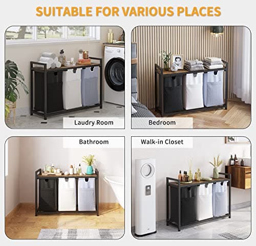 Large Capacity Laundry Hamper with Removable Bags andFabric Handles