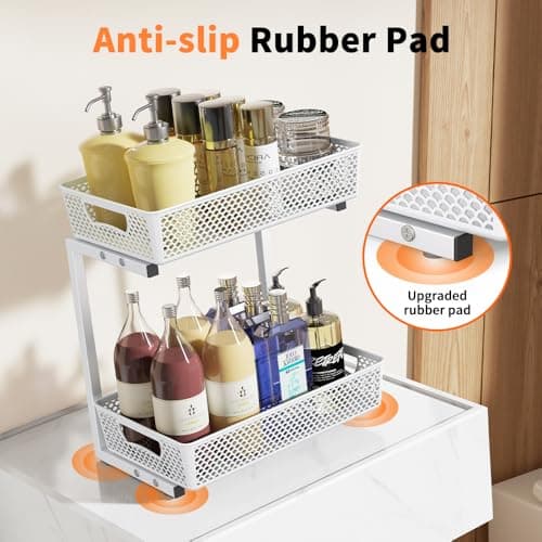 Sotfamily 2-Pack White Under Sink & Kitchen Cabinet Organizer