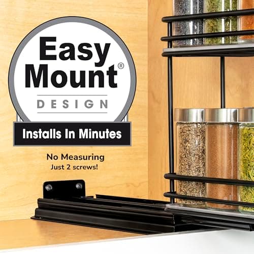LYNK PROFESSIONAL Slide Out Spice Rack - Black, 4-1/4" Wide, 2 Tier