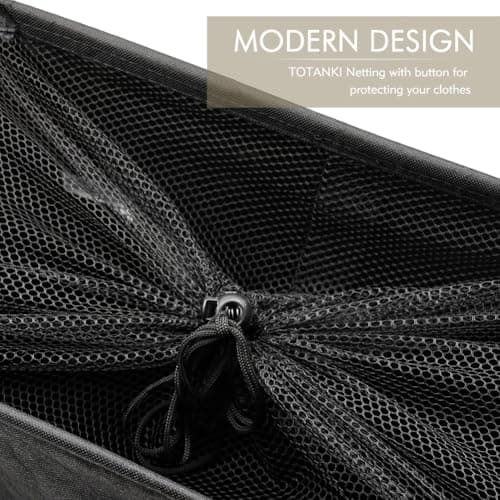 TOTANKI 25" Rolling Laundry Basket, Foldable with Handle (Black)
