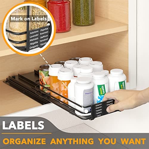 SpaceAid Heavy Duty Pull-Out Spice Rack Organizer, Cabinet Storage, 1 Drawer 1-Tier