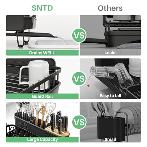 Stainless Steel Large Kitchen Dish Drying Rack with Cutlery Holder