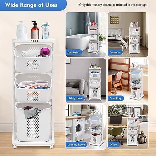 3-Tier Rolling Laundry Sorter with Wheels