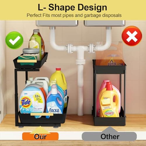 2-Pack Under-Sink Organizer with Adjustable 2-Tier Pull-Out Storage for Kitchen and Bathroom Cabinets