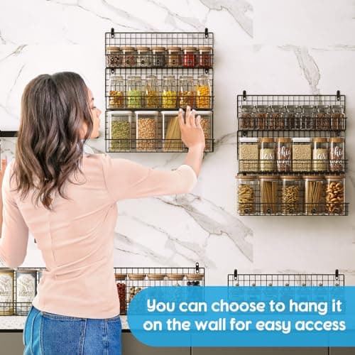 Stylish 9-Tier Spice Rack Organizer with Door Hook – Wall Mount for Extra Large Pantry Storage