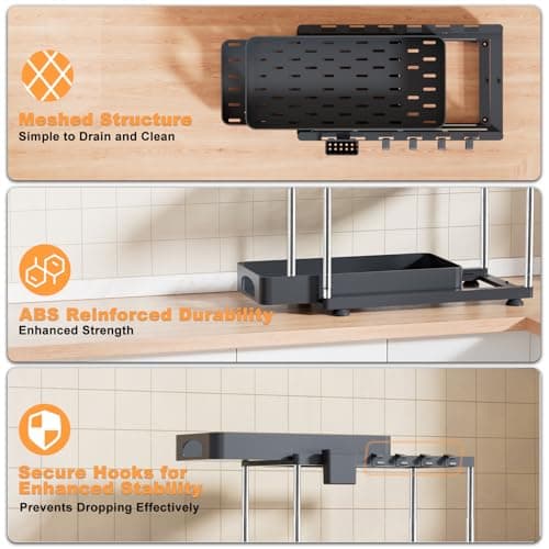 2-Tier Under Sink Organizer, Adjustable Kitchen & Bathroom Storage, Black
