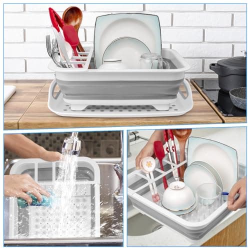 Portable Collapsible Dish Drying Rack with Drainboard for Kitchen Sink RV Accessories