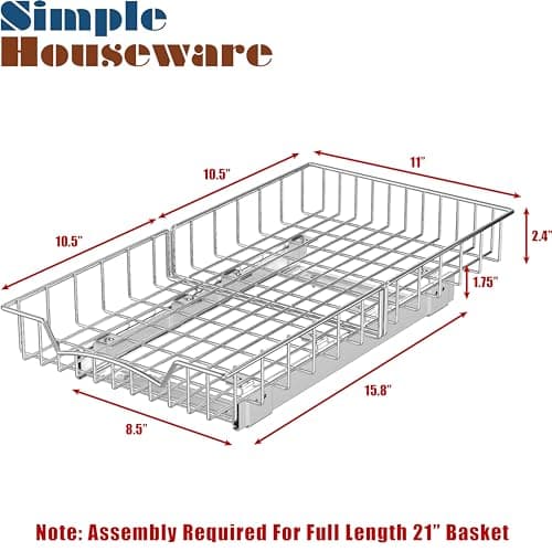Simple Houseware Under Cabinet Slide-Out Drawers Organizer