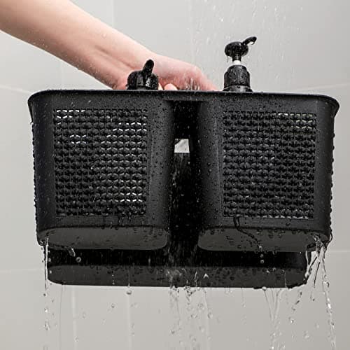 UUJOLY Black Portable Shower Caddy with Compartments for Bathroom and Kitchen