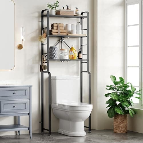 White Freestanding 3-Tier Anti-Tip Toilet Organizer Behind Toilet Space Saver