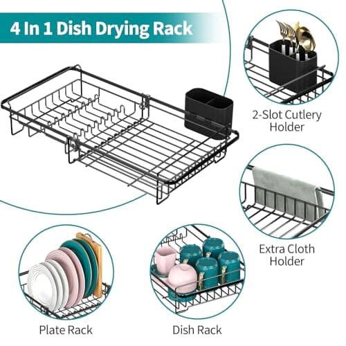 Expandable Sink Dish Drying Rack - Rustproof & Adjustable Kitchen Utensil Holder