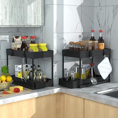 Under Sink 2-Tier Organizer - Pull Out Kitchen & Bathroom Storage