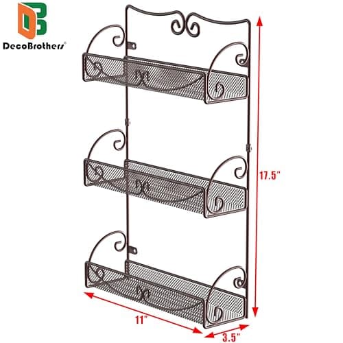 Deco Brothers Bronze 3-Tier Wall Mount Spice Rack