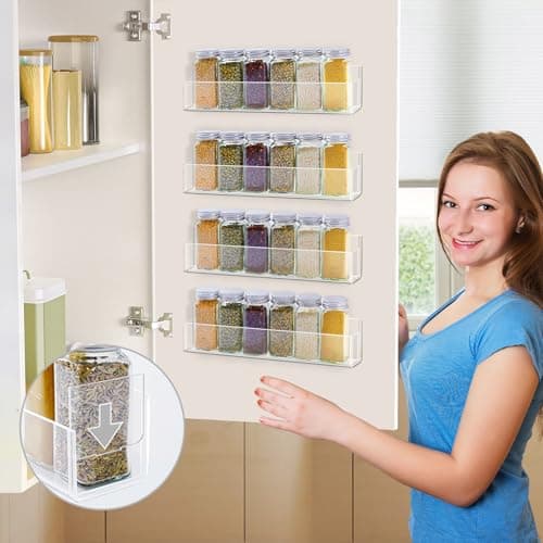 Acrylic Spice Rack Wall Mount for Kitchen and Bedroom