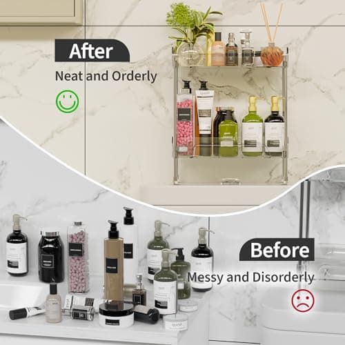 Over Toilet 2-Tier Acrylic Bathroom Organizer - No Drill Installation for Space Saving