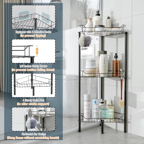 3-Tier Rustproof Black Bathroom Shower Caddy