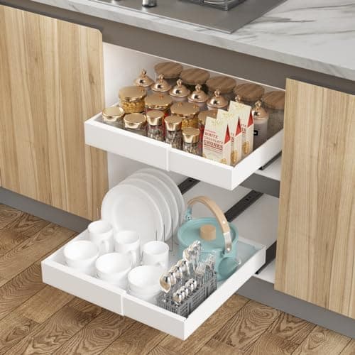 Expandable Pull Out Cabinet Organizer - Black 2 PCS