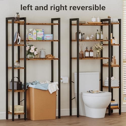 IRONCK Vintage Brown Over the Toilet Storage Organizer with 8-Tier Shelf