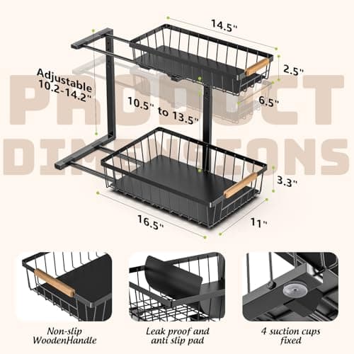 Slide Out Under Sink Storage Shelf for Kitchen and Bathroom Cabinets