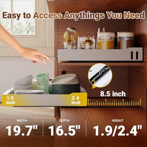 16.5" Deep Expandable Cabinet Organizer, Heavy Duty 3-Way - Kitchen & Bathroom Storage