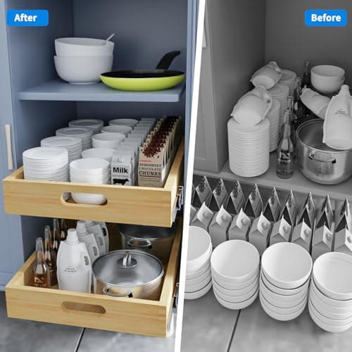 Soft Close Slide Out Cabinet Organizer, 15" x 21" Wood Shelves for Kitchen Cabinets