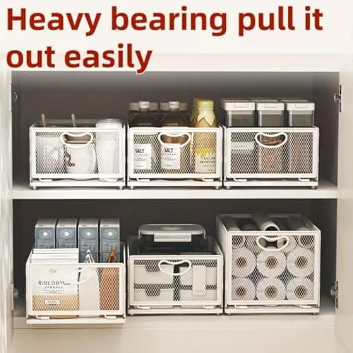 Heavy Duty Adhesive Cabinet Organizer with Sliding Drawer, 9.6"W x 11.8"D x 8.4"H