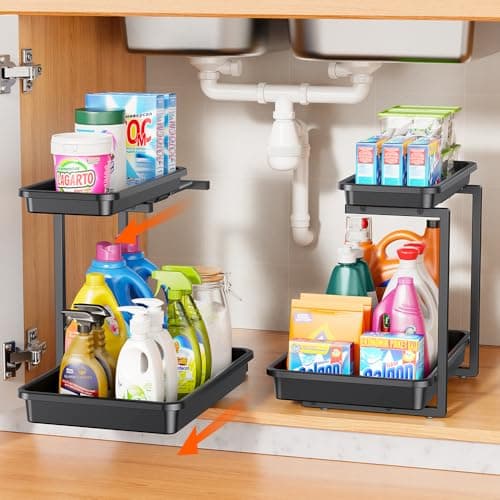 Sotfamily 2-Pack White Under Sink & Kitchen Cabinet Organizer