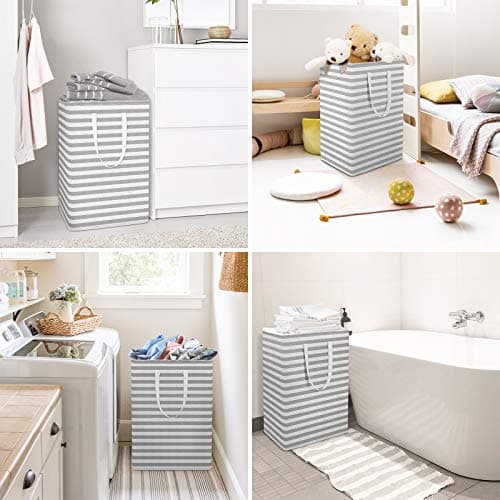 WISELIFE 3-Pack Large Collapsible Laundry Baskets with Carry Handles - Grey