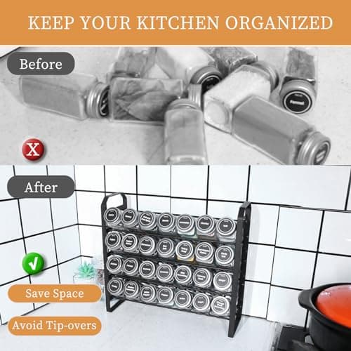 4-Tier Spice Rack Organizer for Cabinet, Kitchen Countertop Wall Mount