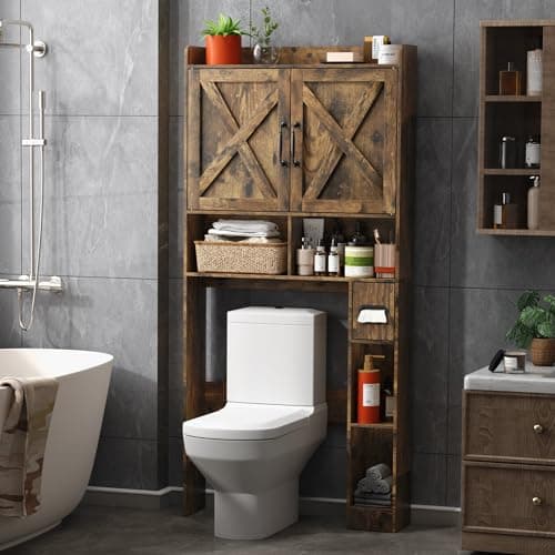 JOKOLO Rustic Brown Freestanding Wooden Toilet Storage Cabinet