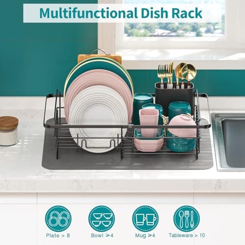 Expandable Sink Dish Drying Rack - Rustproof & Adjustable Kitchen Utensil Holder