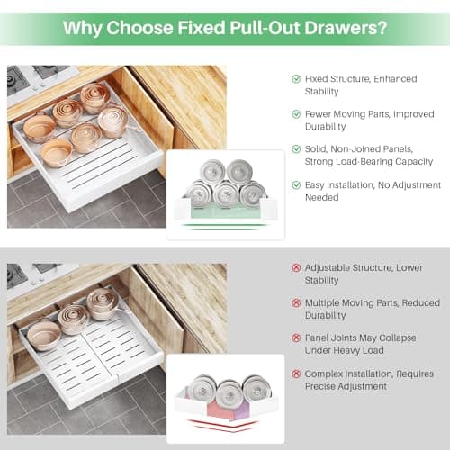 21 Deep Slide-Out Cabinet Organizer with Adhesive Nano Film for Kitchen and Bathroom Storage